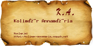 Kolimár Annamária névjegykártya
