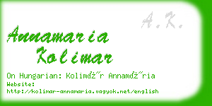 annamaria kolimar business card
